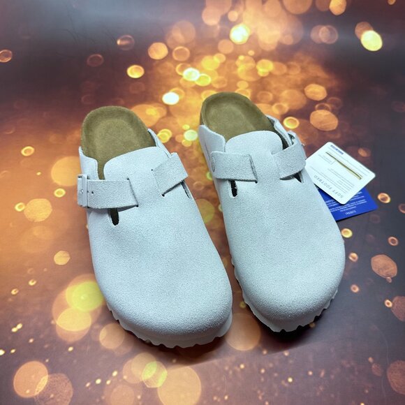 🎁Birkenstock Boston Soft Shoes Suede Sandals Clogs Mules  Black - Picture 2 of 5